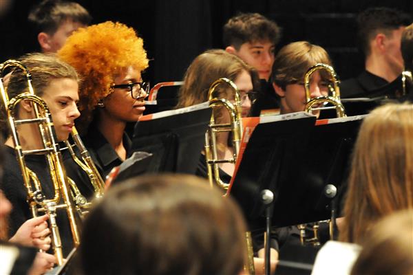 Students performing at the 2023-2024 All County Band Concert